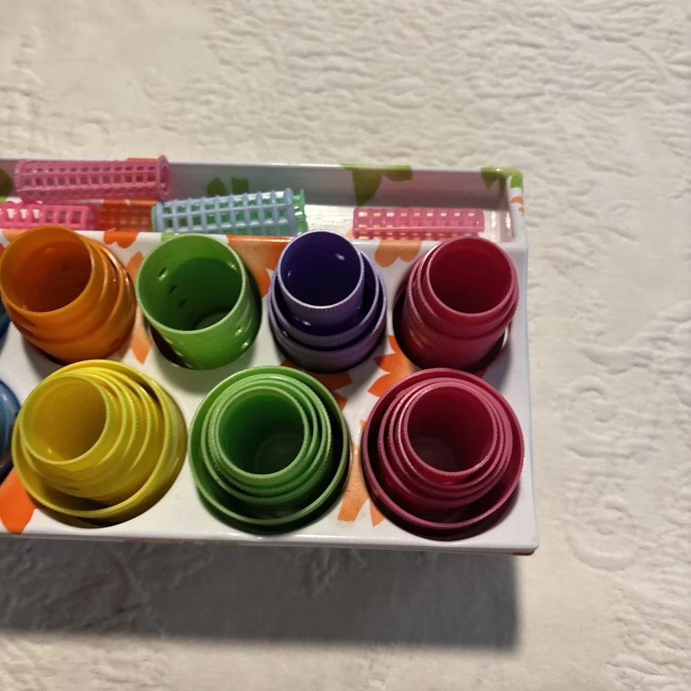 Lady Ellen Vintage Hair Rollers Curlers Klippies Flower Box